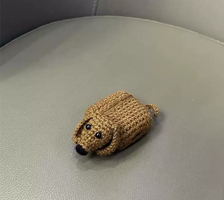 Handmade Brown Dachshund Headphone Case -  Soft And Comfortable Craft | Adorable Bluethy Headphone Case | Suit For Apple Airpods 4 - image 2