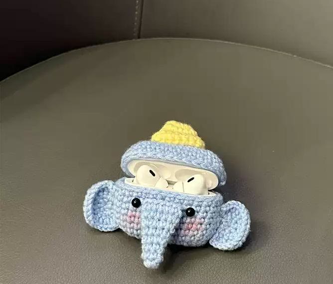 Handmade Blue Elephant Headphone Case - Cute  Bluethy Protective Case | Suit For Apple Wireless Airpods 3 - image 5