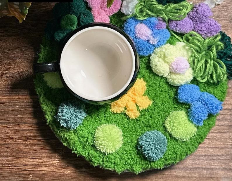 Handmade Green Moss Crochet Coasters -  Beautiful Handicrafts  | Nice Home Decoration | Birthday Gift For Her - image 2