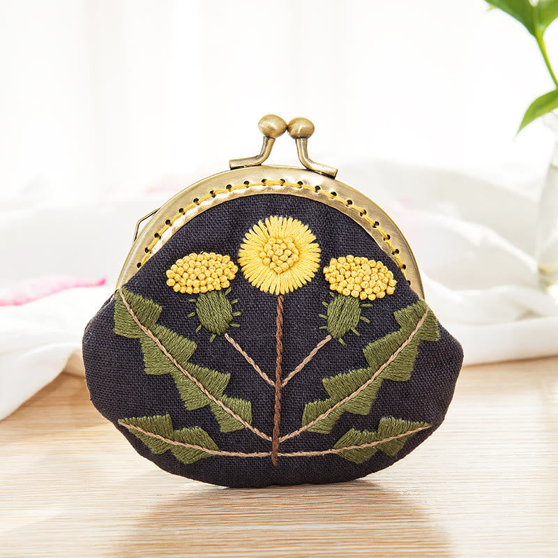 Metal Kiss Lock Bag Kit | Exquisite Coin Purse  | Diy  Mother's Day Gifts - Yellow flowers - image 6
