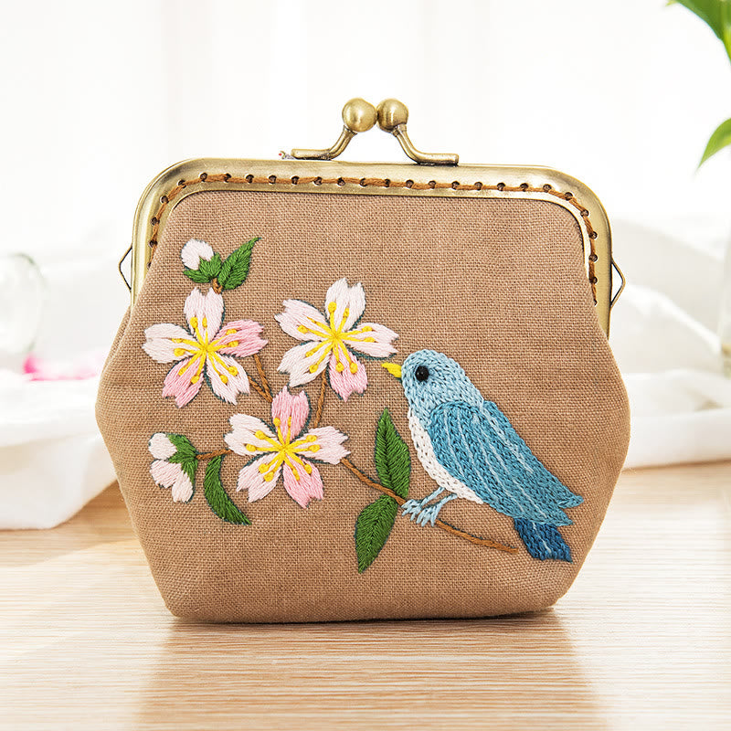 Metal Kiss Lock Bag Kit | Exquisite Coin Purse  | Diy  Mother's Day Gifts - Blue birdie - image 3