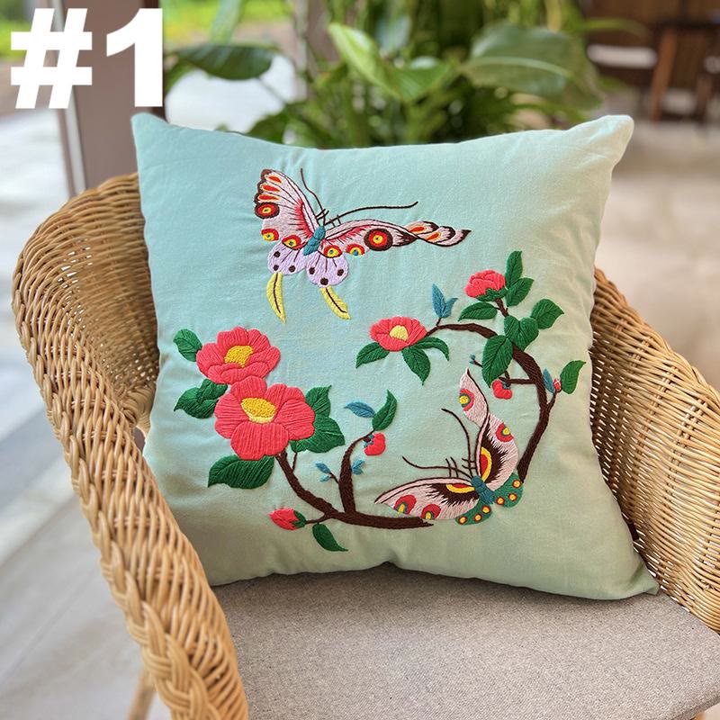 Embroidered  Pillow Case Kits  | Diy Needlepoint Home Deco | Vintage Handmake Crafts - #1 - image 1