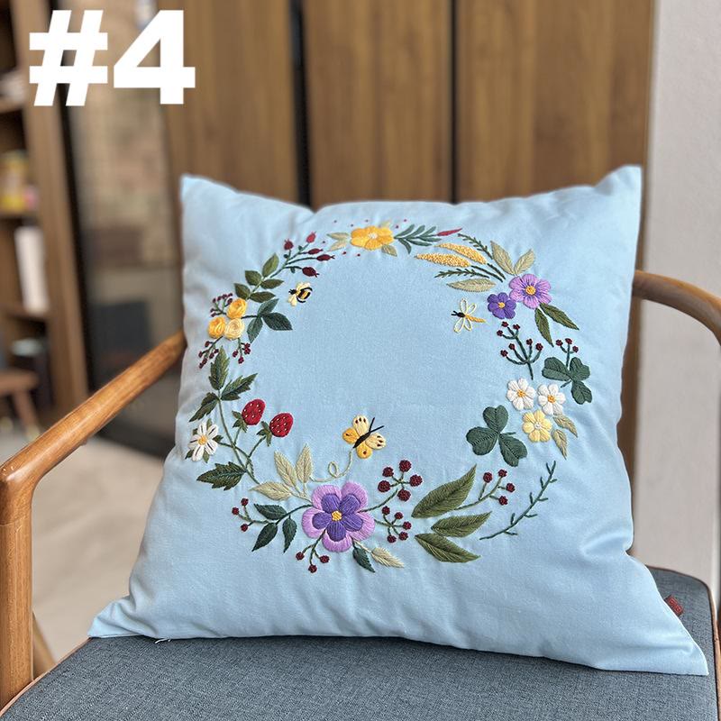 Embroidered  Pillow Case Kits  | Diy Needlepoint Home Deco | Vintage Handmake Crafts - #4 - image 4