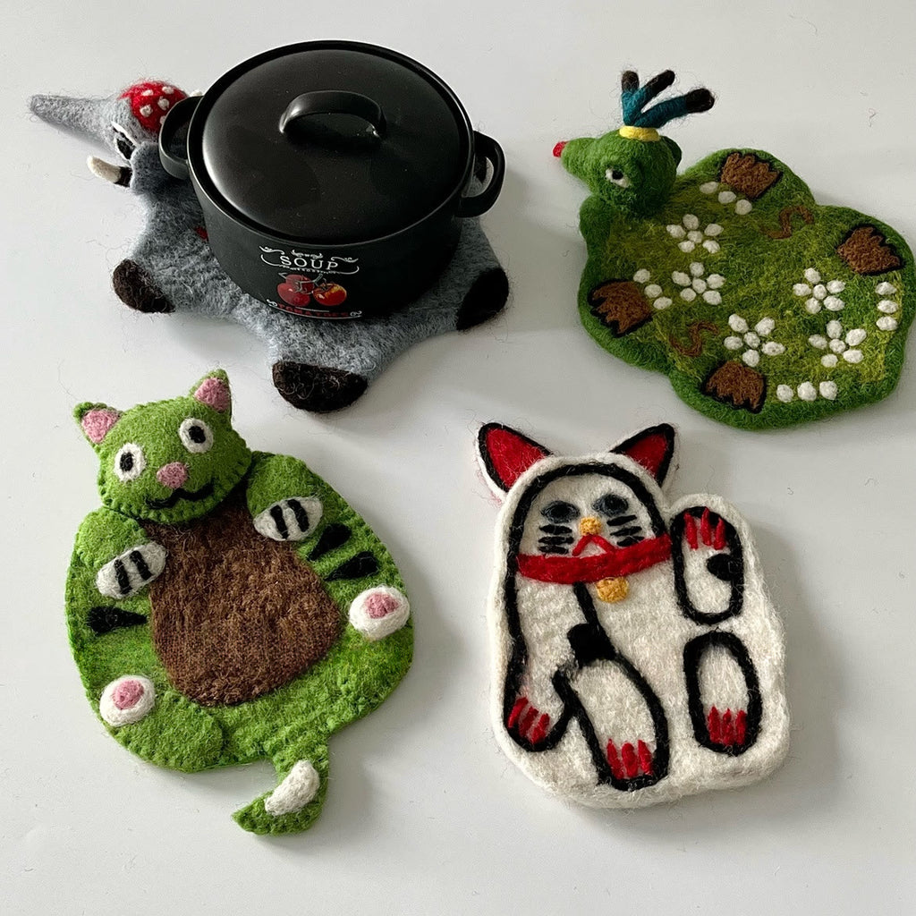 Needle Felted Coaster - Handmake Creative Crafts | Novelty Home Decoration | Different Shapes Coaster - image 5