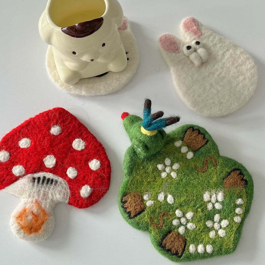 Needle Felted Coaster - Handmake Creative Crafts | Novelty Home Decoration | Different Shapes Coaster - image 3