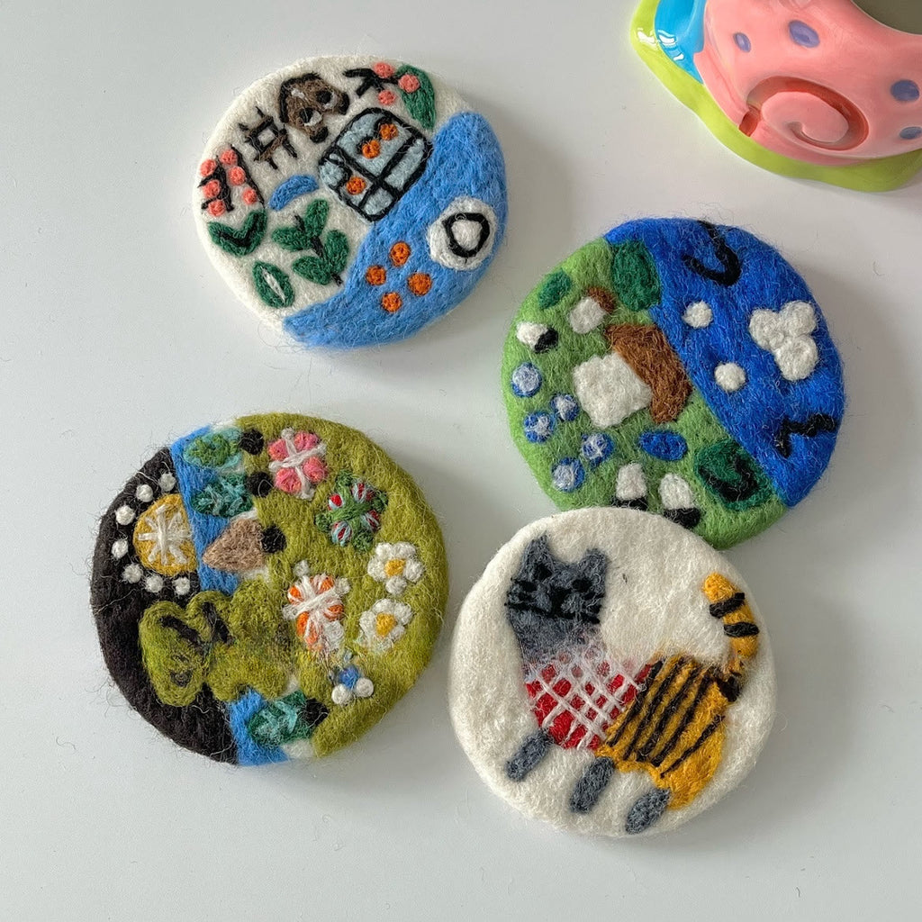 Needle Felted Coaster - Handmake Creative Crafts | Novelty Home Decoration | Different Shapes Coaster - image 7