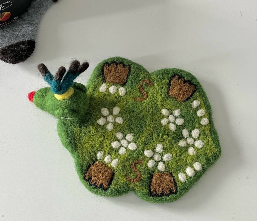 Needle Felted Coaster - Handmake Creative Crafts | Novelty Home Decoration | Different Shapes Coaster - Dinosaur - image 4