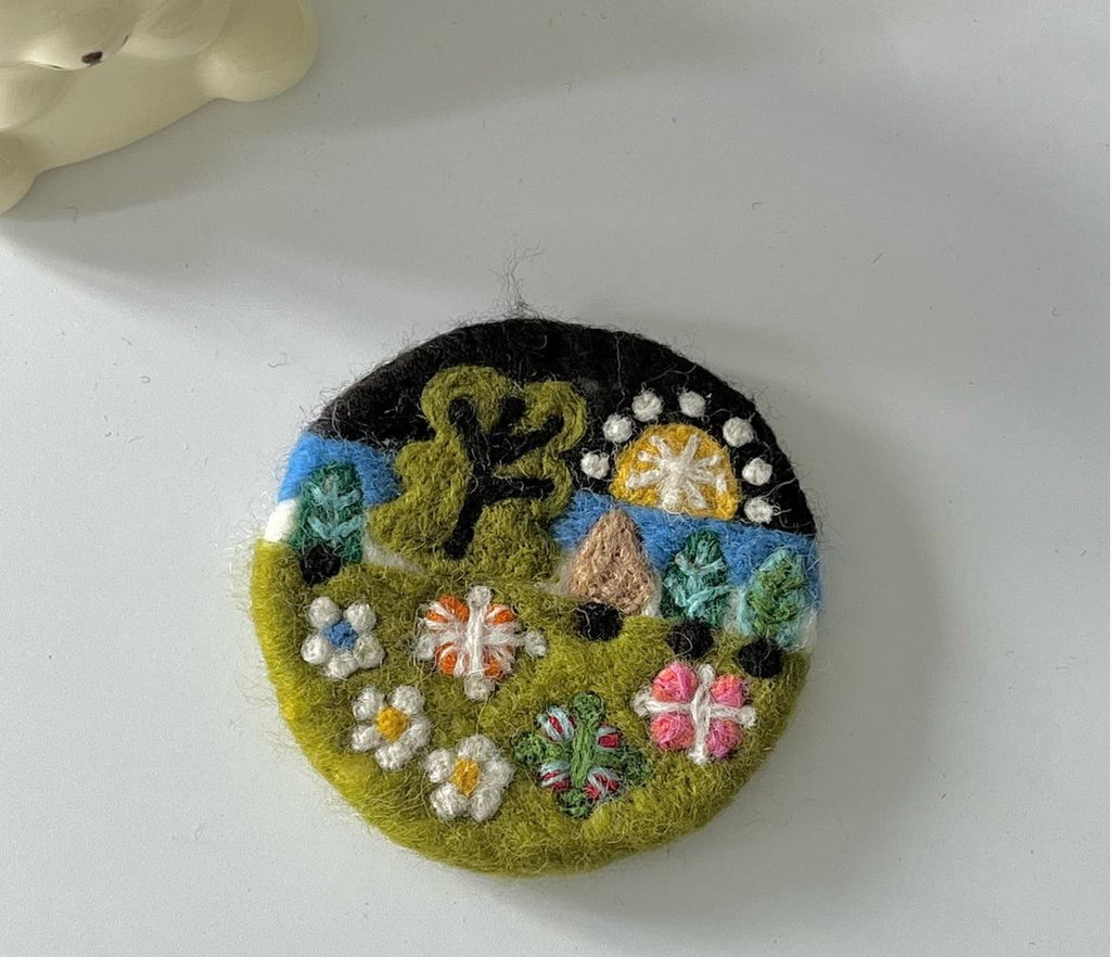 Needle Felted Coaster - Handmake Creative Crafts | Novelty Home Decoration | Different Shapes Coaster - Round-Flowers - image 9