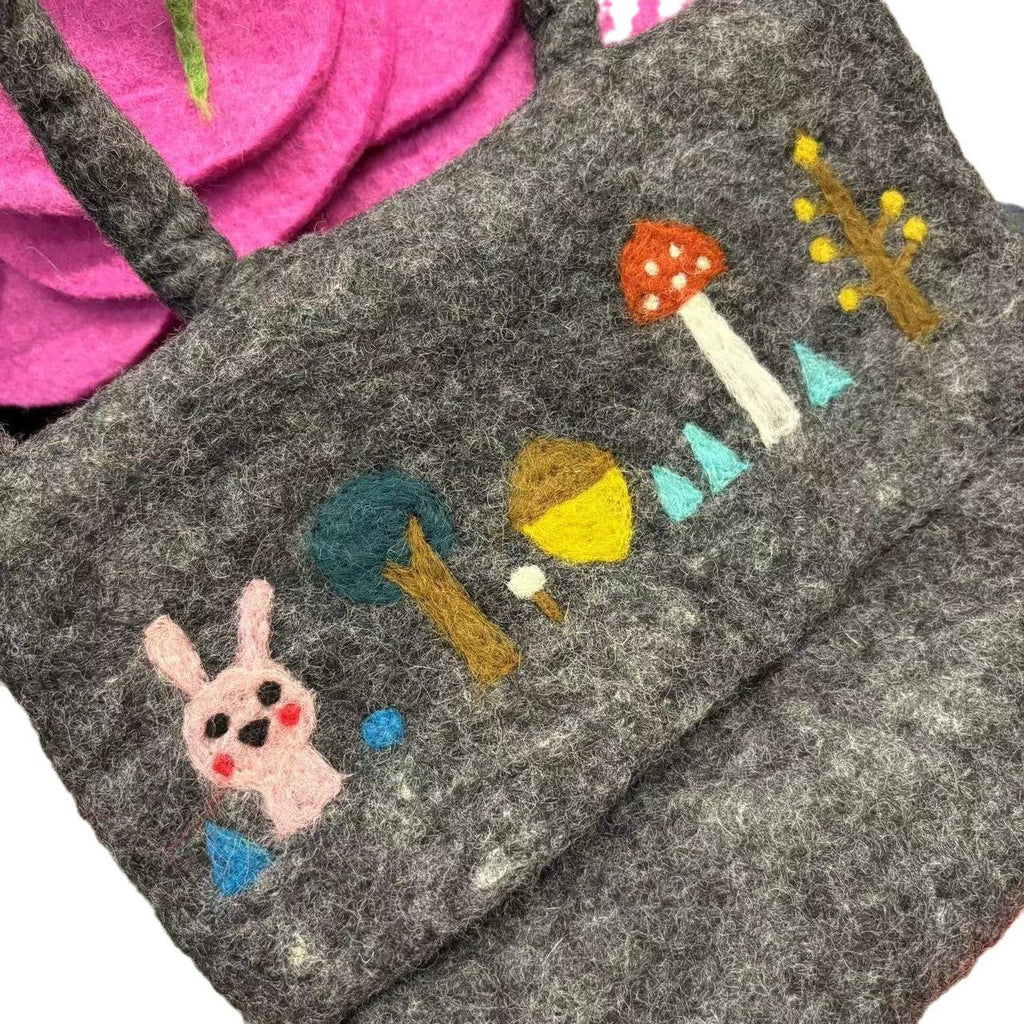  Needle Felted Bag - Cute Design Crafts | Fashion Dual-purpose Bag - Shoulder bag-Dark grey rabbit - image 7