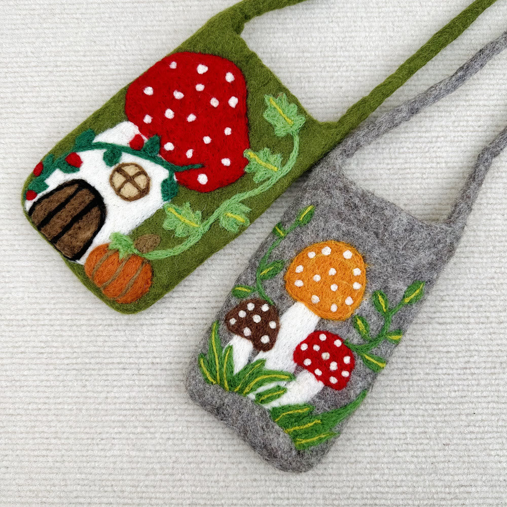 Needle Felted Bag - Handmake Mushroom Mini Crossbody Bag  |  Nice Felted Craft For Gifts - image 0
