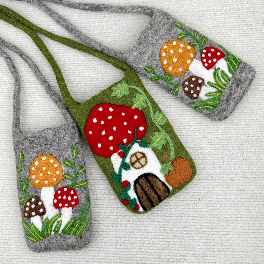 Needle Felted Bag - Handmake Mushroom Mini Crossbody Bag  |  Nice Felted Craft For Gifts - image 3