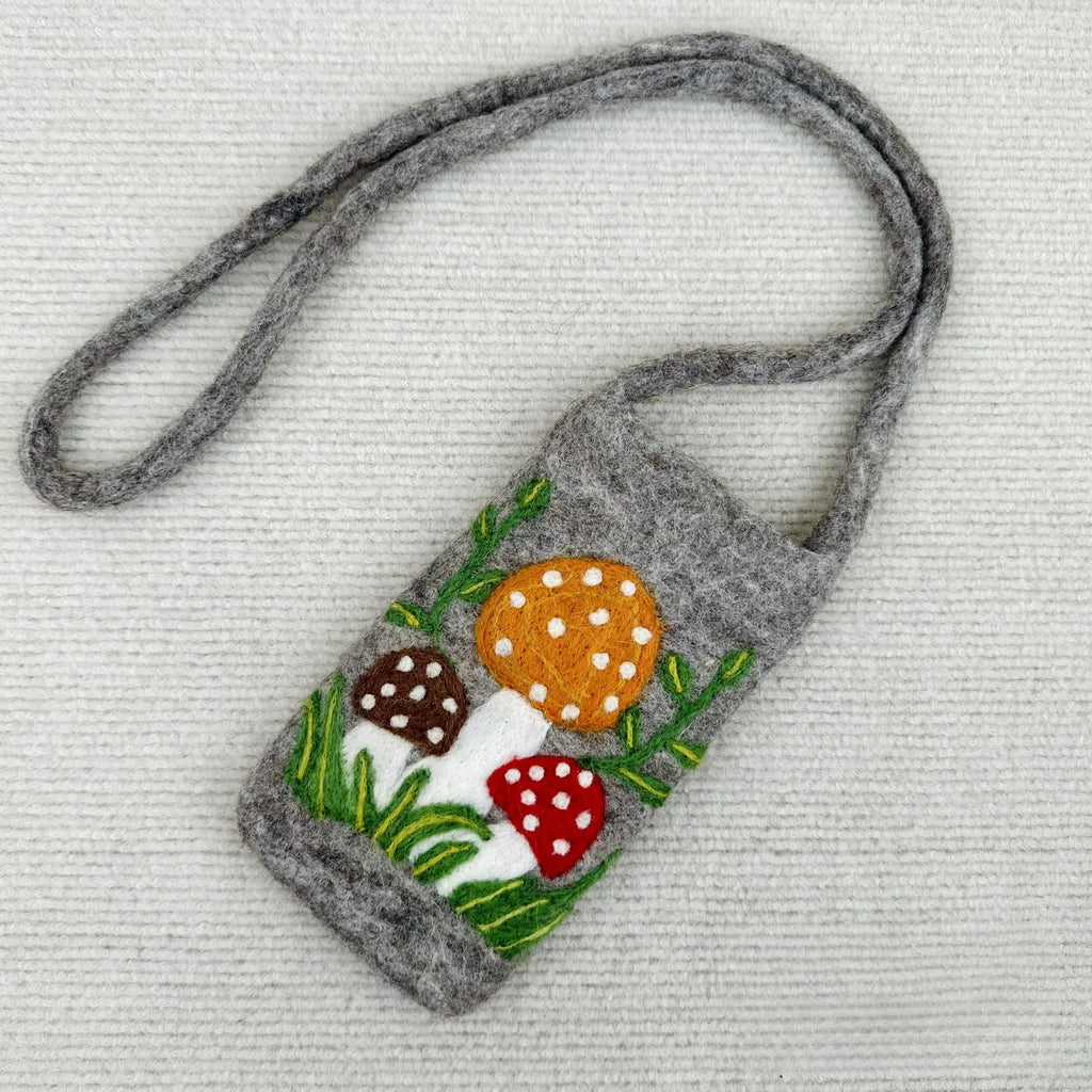 Needle Felted Bag - Handmake Mushroom Mini Crossbody Bag  |  Nice Felted Craft For Gifts - Grey - image 2