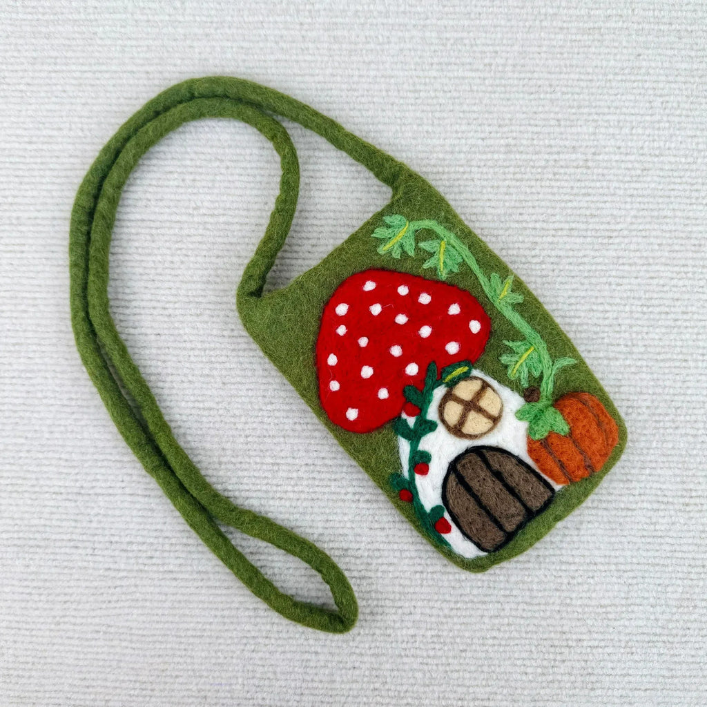 Needle Felted Bag - Handmake Mushroom Mini Crossbody Bag  |  Nice Felted Craft For Gifts - Green - image 1