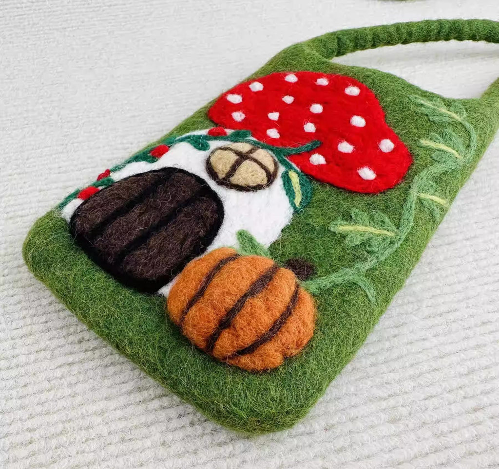 Needle Felted Bag - Handmake Mushroom Mini Crossbody Bag  |  Nice Felted Craft For Gifts - image 5