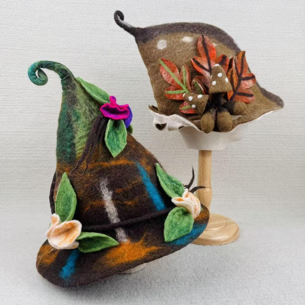 Needle Felted Hat - Handmake Festival Fancy Hat  | Halloween Wizard Hat | Mystical Woodland Holiday Crafts  - image 5