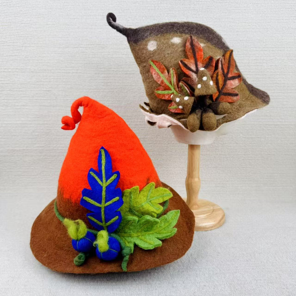 Needle Felted Hat - Handmake Festival Fancy Hat  | Halloween Wizard Hat | Mystical Woodland Holiday Crafts  - image 4