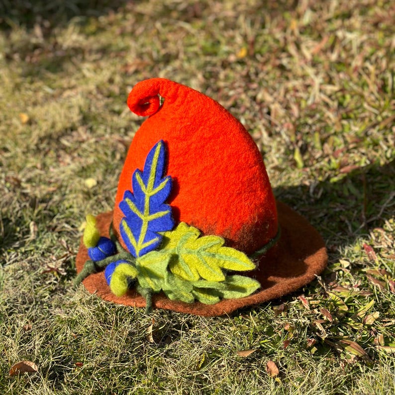Needle Felted Hat - Handmake Festival Fancy Hat  | Halloween Wizard Hat | Mystical Woodland Holiday Crafts  - image 1