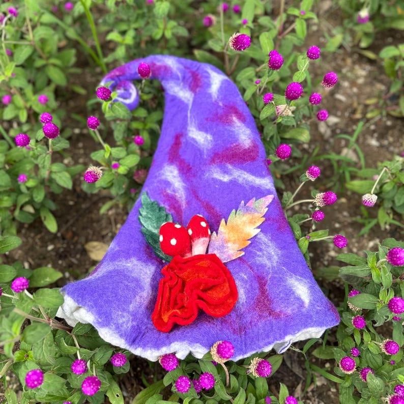 Needle Felted Hat - Handmake Festival Fancy Hat  | Halloween Wizard Hat | Mystical Woodland Holiday Crafts  - image 3