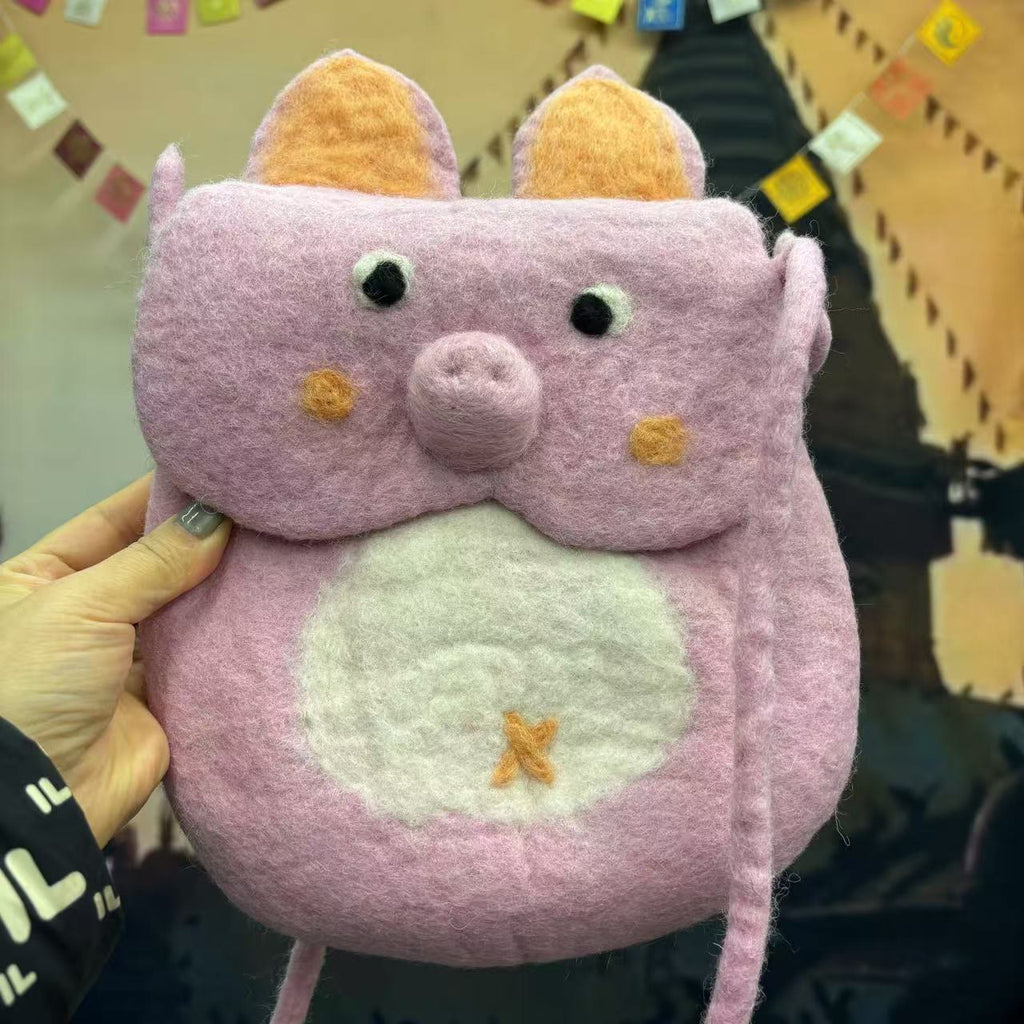 Needle Felted Bag - Adorable Animal Crossbody Bags |  Various Size Bag | Perfect And Versatility Gifts For Mom - M-Pig - image 6