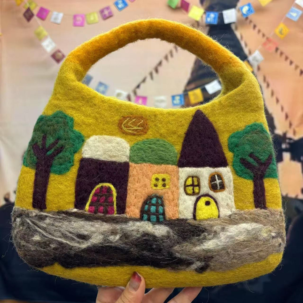 Needle Felted Bag - Portable Daily Handbags |  Beautiful Felted Crafts | Nice Gifts For Her - Yellow - image 3