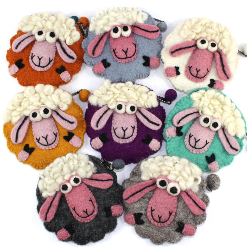 Needle Felted Bag - Round Sheep Coin Purse | Cute Handmade Money Pouch |  Lovely Gift For Kids - image 0