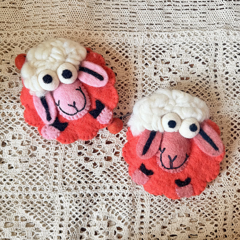 Needle Felted Bag - Round Sheep Coin Purse | Cute Handmade Money Pouch |  Lovely Gift For Kids - Orange sheep - image 12