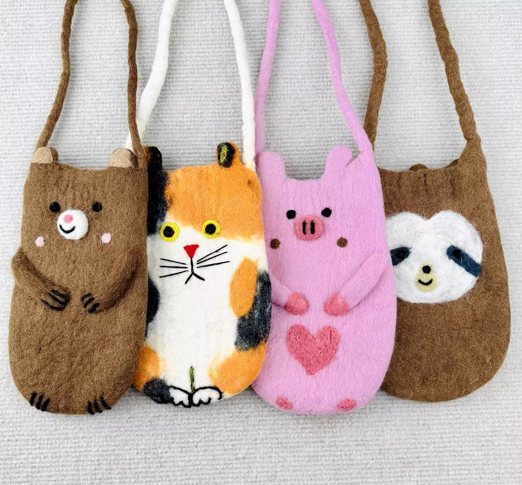 Needle Felted Bag - Lovely Animals Crossbody Bag  | Handmake Gifts For Women | Mini Pouch For  Kids - image 0