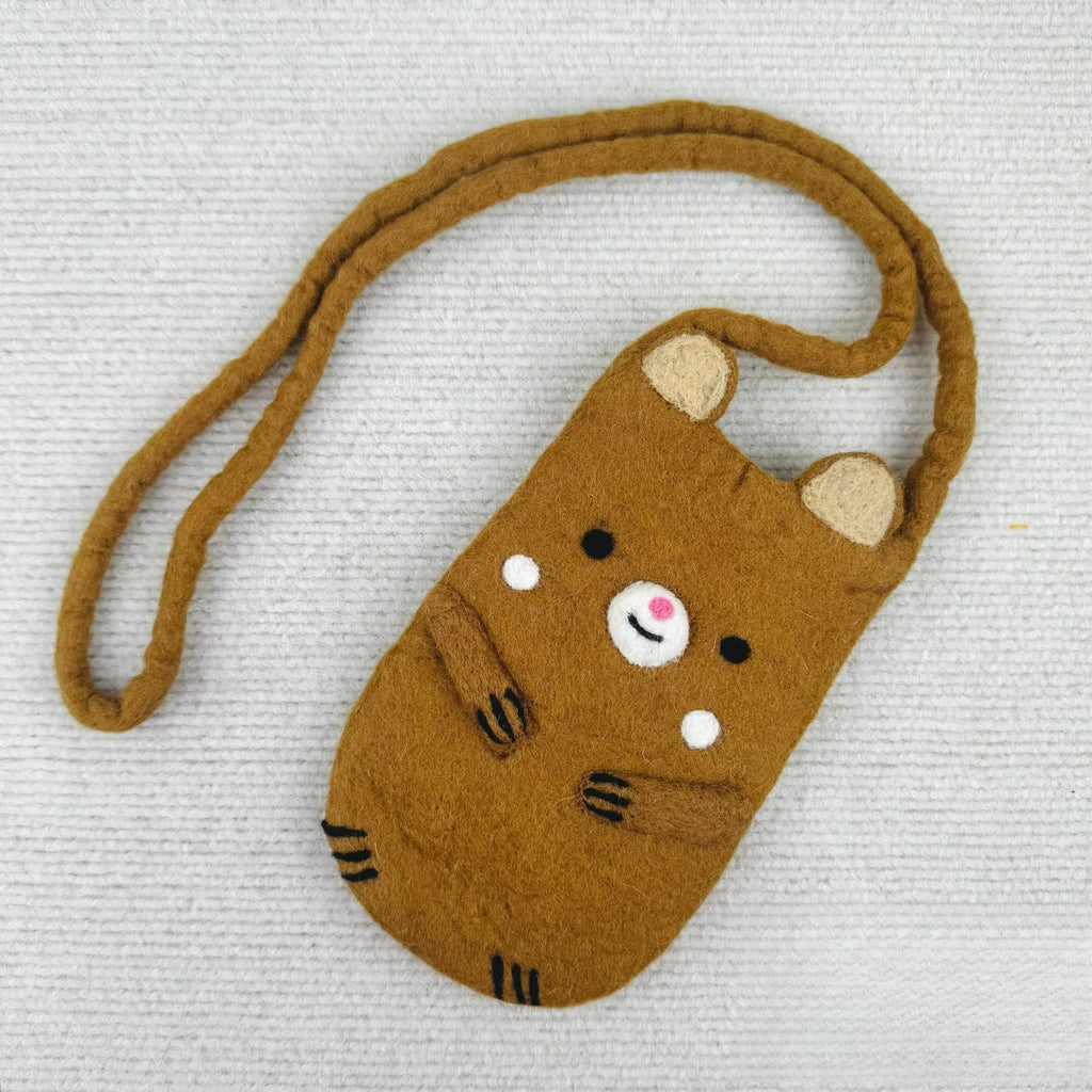 Needle Felted Bag - Lovely Animals Crossbody Bag  | Handmake Gifts For Women | Mini Pouch For  Kids - Brown bear bag - image 4