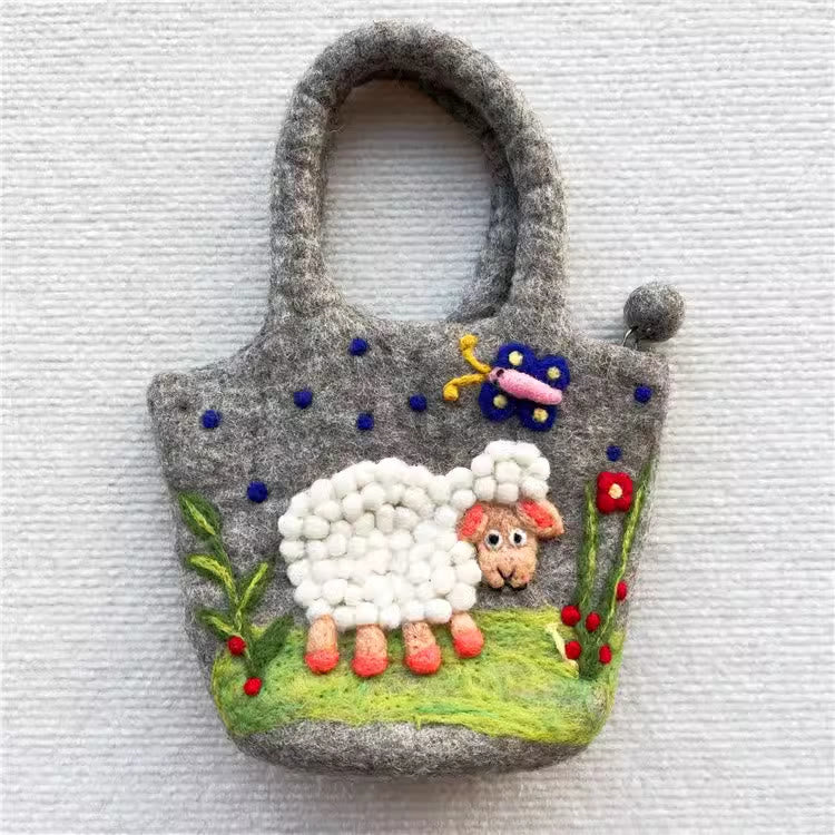 Needle Felted Bag - Little Sheep Animal  Clutch |  Wool Handbag Gift For Women  - image 0