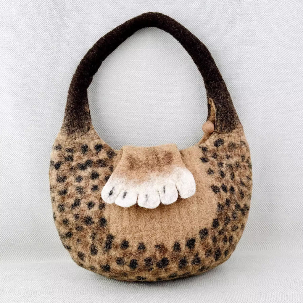 Needle Felted Bag - Creative Cat Paw Clutch |  Unique Small Hobo Bag | Fashion Felted Craft - image 0