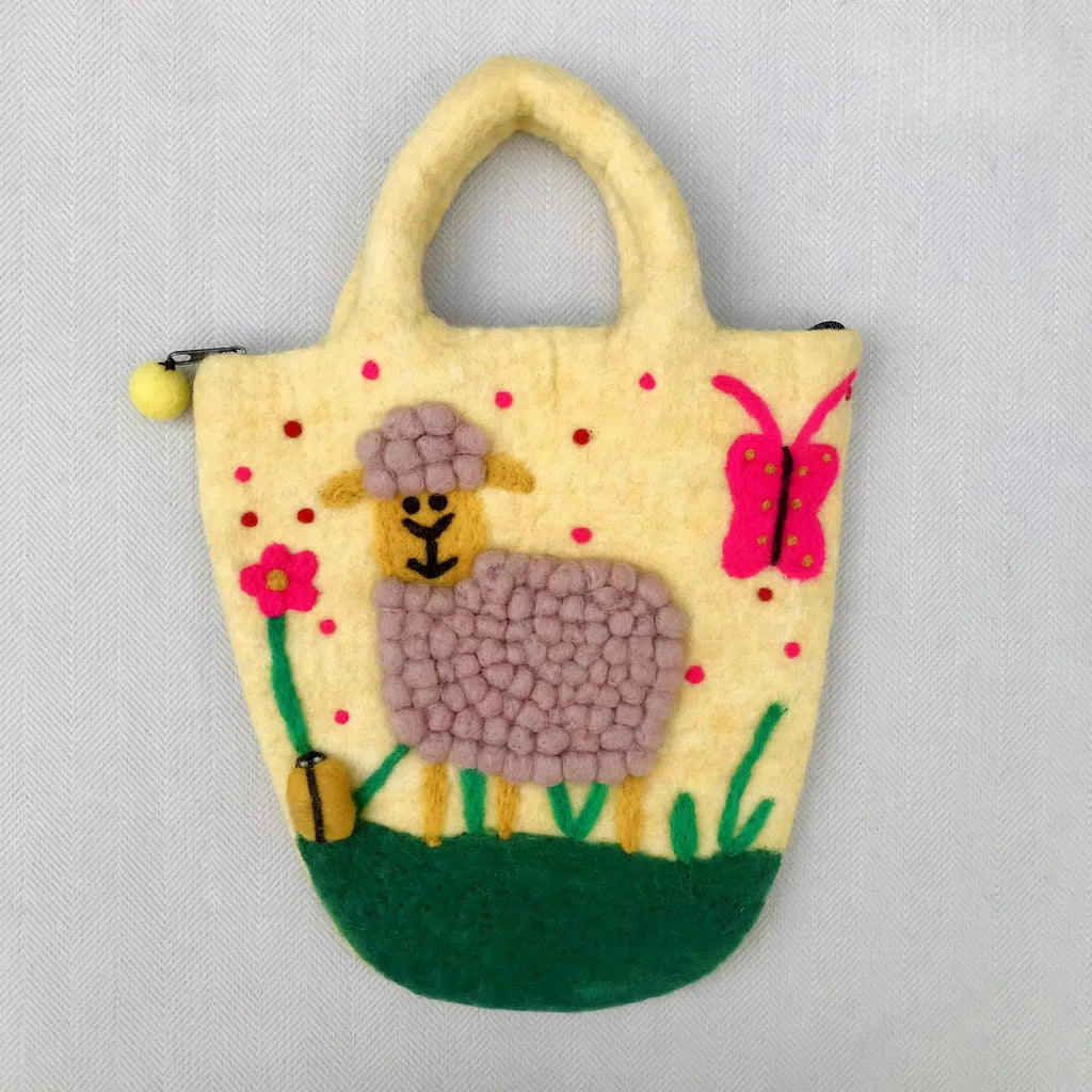 Needle Felted Bag - Portable Daily Handbag  | Sheep Felted Handmake Bag | Gift For Kids - Yellow bag - image 0