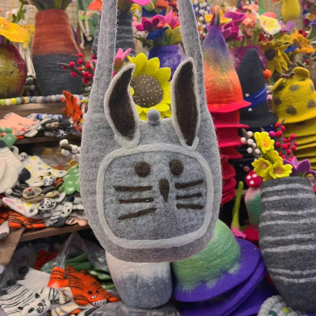 Needle Felted Bag -  Rabbit  Felted Strap Bag | Different Shapes Animal Bag | Lovely Birthday Gifts - Bucket Bag - image 1