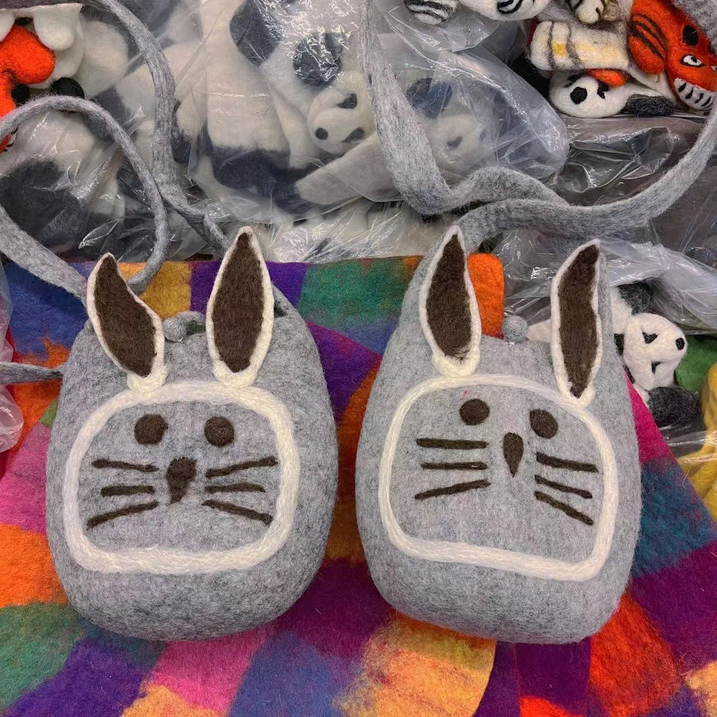 Needle Felted Bag -  Rabbit  Felted Strap Bag | Different Shapes Animal Bag | Lovely Birthday Gifts - image 0