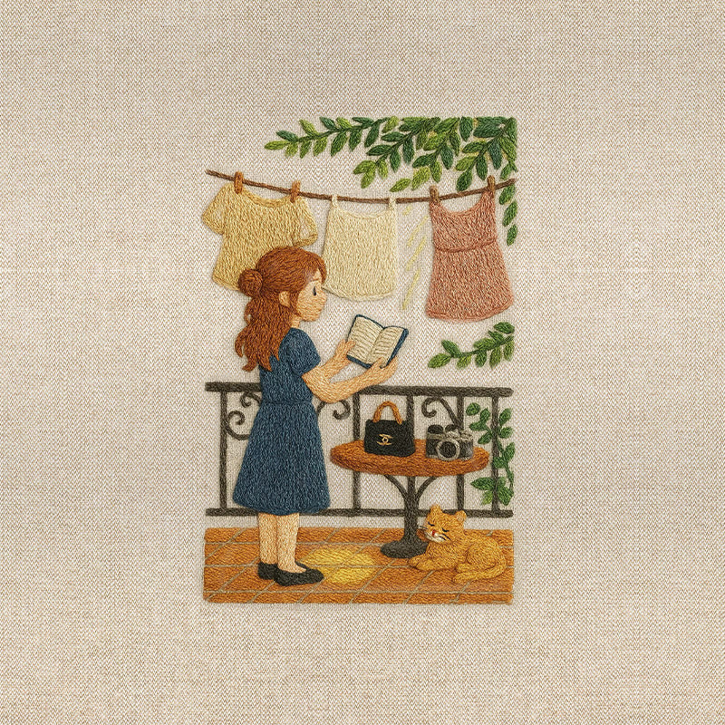 Rubbyoo Embroidery Kit - Reading Girl And Cat | Diy Craft Gifts - image 9