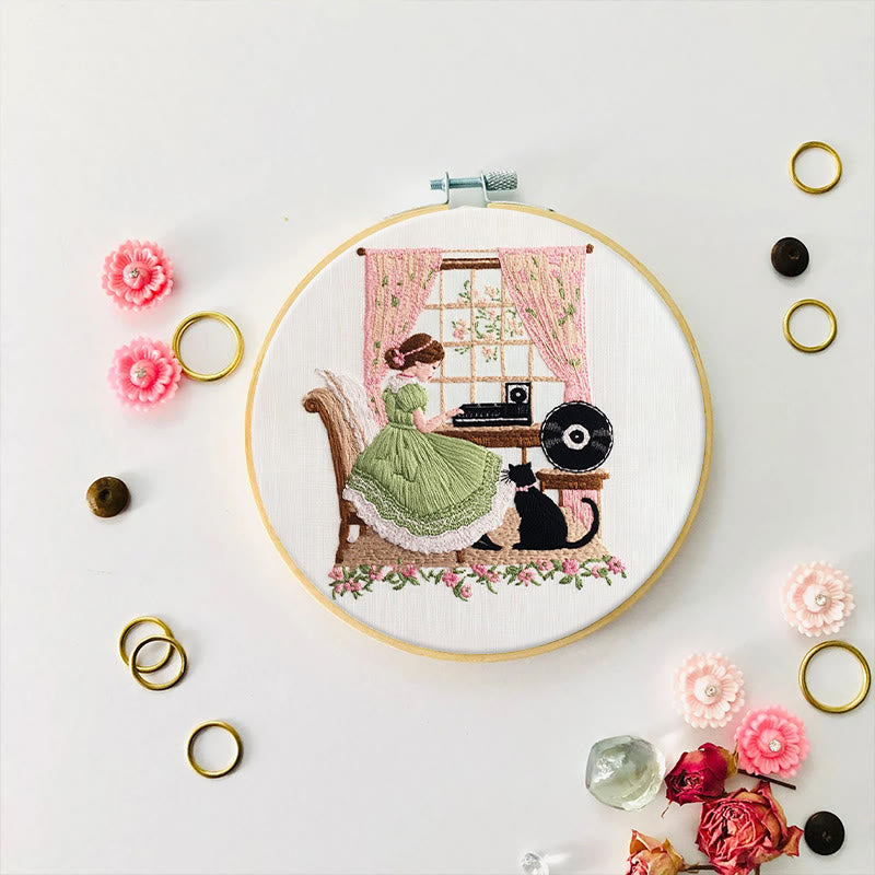 Rubbyoo Embroidery Kit - Piano Girl And Black Cat |  Beautiful Home Decoration   - image 8