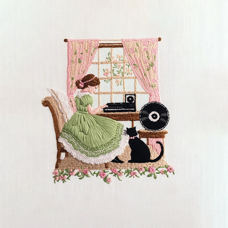 Rubbyoo Embroidery Kit - Piano Girl And Black Cat |  Beautiful Home Decoration   - image 9