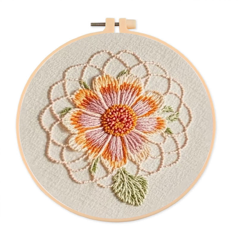 Rubbyoo Embroidery Kit - Attractive Bloom Flower | Needlework For Beginner - 20*20cm - image 0