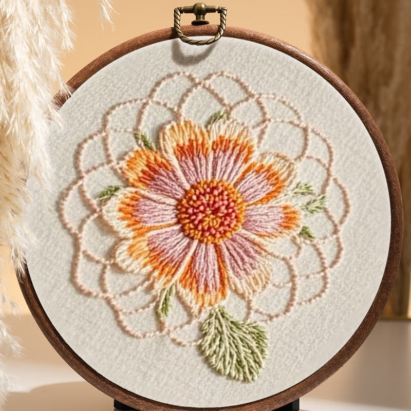 Rubbyoo Embroidery Kit - Attractive Bloom Flower | Needlework For Beginner - image 1