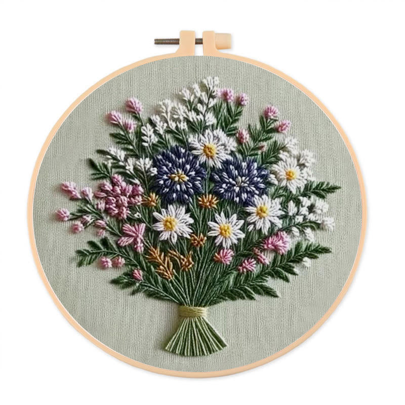 Rubbyoo Embroidery Kit - Pretty Spring Bouquet | Nice Craft Gift For Mom - 20*20cm - image 0