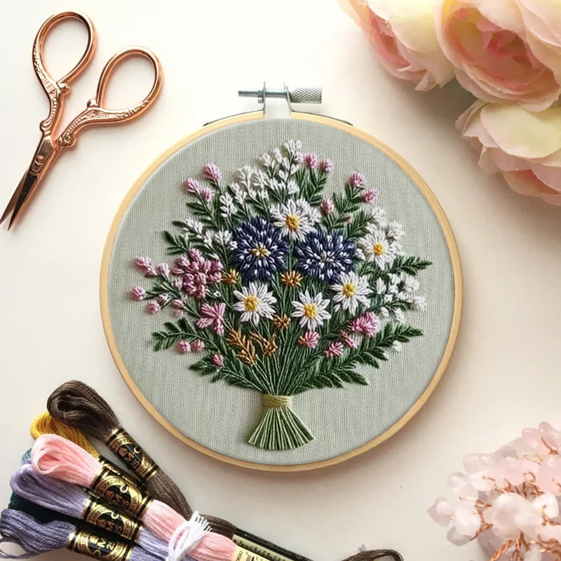 Rubbyoo Embroidery Kit - Pretty Spring Bouquet | Nice Craft Gift For Mom - image 5