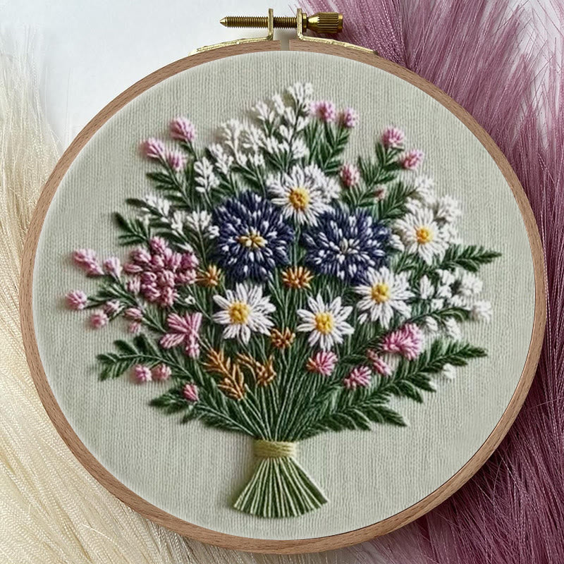 Rubbyoo Embroidery Kit - Pretty Spring Bouquet | Nice Craft Gift For Mom - image 2