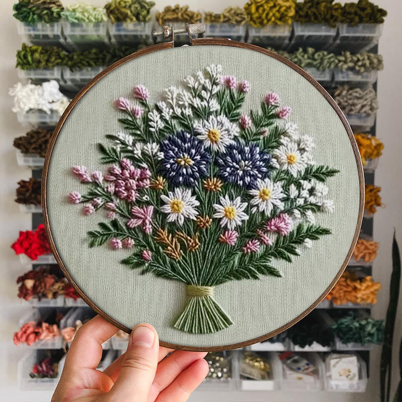 Rubbyoo Embroidery Kit - Pretty Spring Bouquet | Nice Craft Gift For Mom - image 4