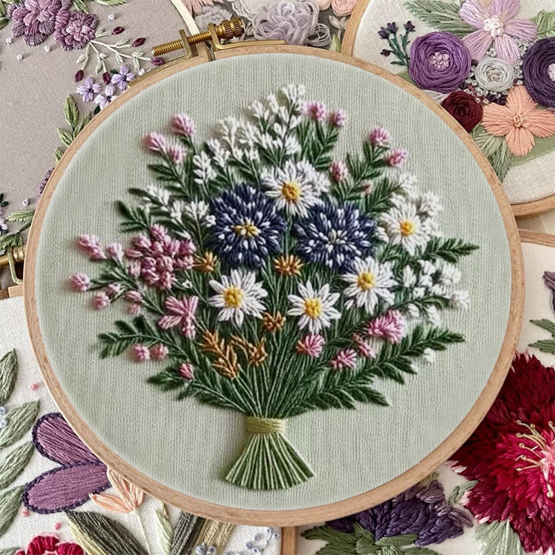 Rubbyoo Embroidery Kit - Pretty Spring Bouquet | Nice Craft Gift For Mom - image 1