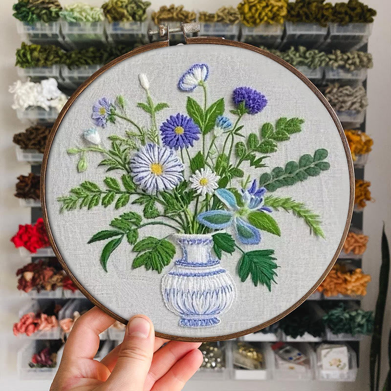 Rubbyoo Embroidery Kit - Beautiful Daisies Flowers  |  Handmake Wall Art Decor - image 1