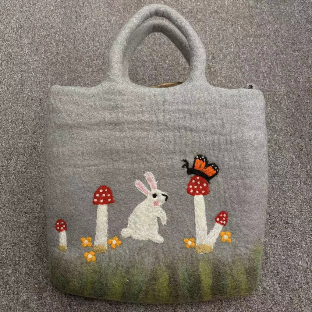 Needle Felted Bag - Portable Shopping Handbag | Handmake Novelty Gift   - Bunny - image 2