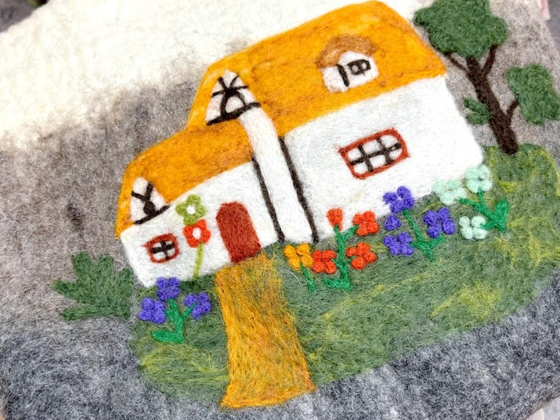 Needle Felted Bag - Portable Shopping Handbag | Handmake Novelty Gift   - image 6
