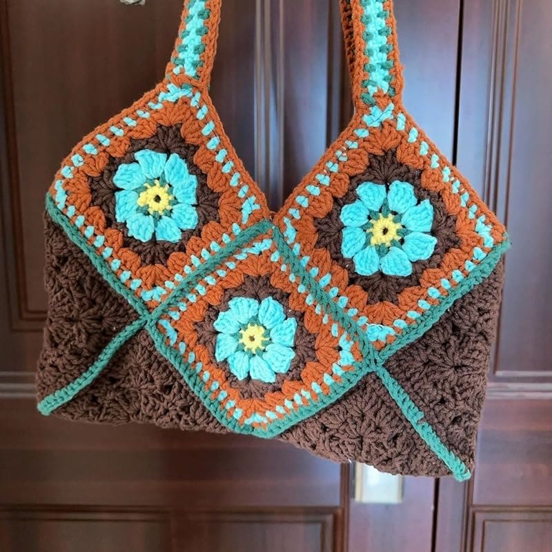 Handmade Crochet Bag  -  Fashionable Square Woven Bag |  Casual Handbag For Women  - image 4