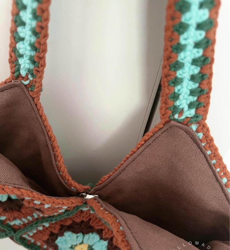 Handmade Crochet Bag  -  Fashionable Square Woven Bag |  Casual Handbag For Women  - image 2