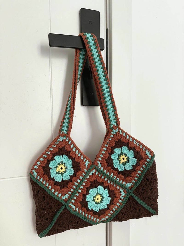 Handmade Crochet Bag  -  Fashionable Square Woven Bag |  Casual Handbag For Women  - image 3
