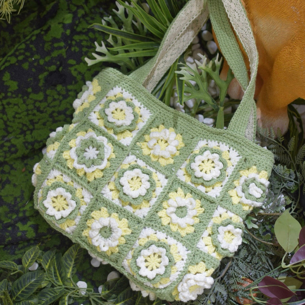Handmade Crochet Bag  - Colorful Beach Bag | Large Capacity Bag | Handmake Craft Present  - Green bag  - image 1